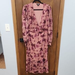 PAIGE Pink Wrap Gown with Bishop Sleeves